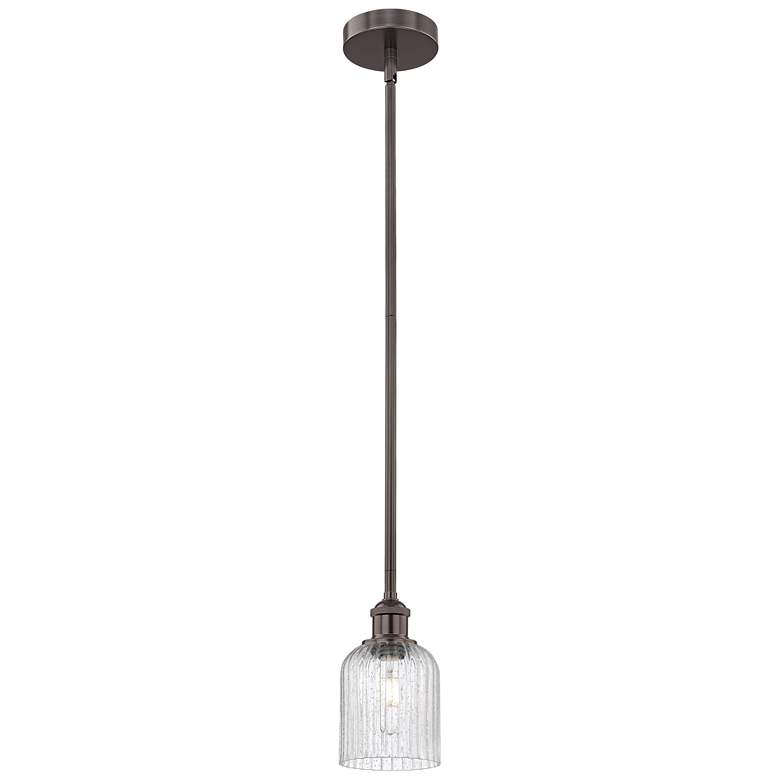 Image 1 Ballston Boreas 3" Stem Hung Mini Pendant Bronze w/ 11"H Striped Clear