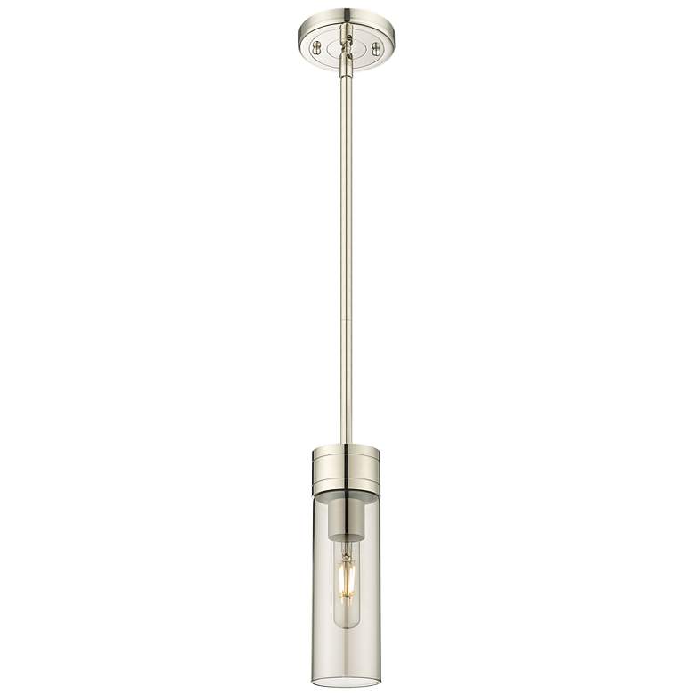 Image 1 Ballston Boreas 3" Stem Hung Mini Pendant Bronze w/ 11"H Striped White