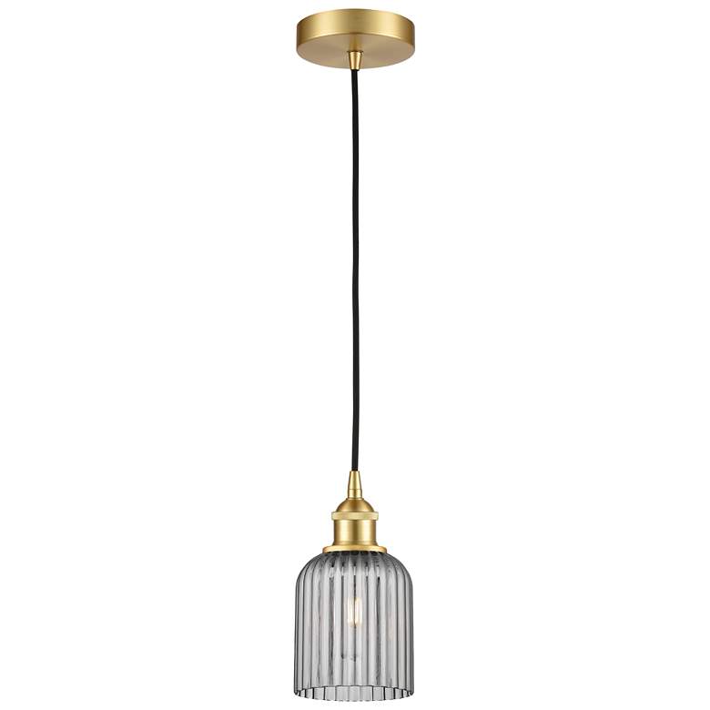 Image 1 Ballston Boreas 3" Stem Hung Mini Pendant Bronze w/ 11"H White Shade