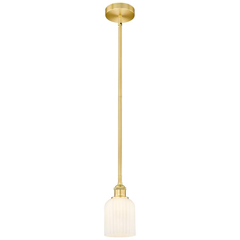 Image 1 Ballston Boreas 3" Stem Hung Mini Pendant Bronze w/ 8"H Clear Shade