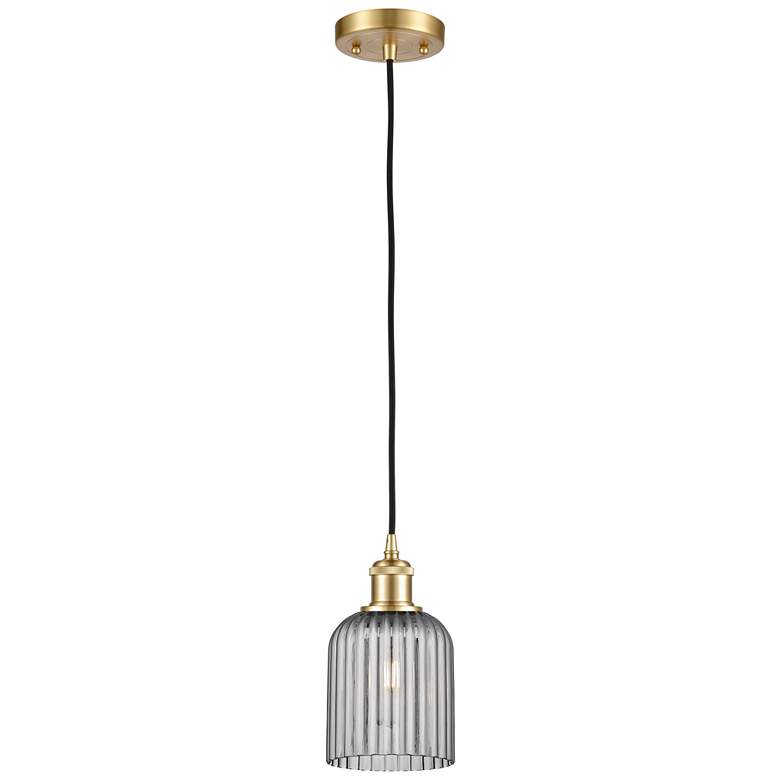 Image 1 Ballston Boreas 3" Stem Hung Mini Pendant Bronze w/ 8"H Light Smoke Shade