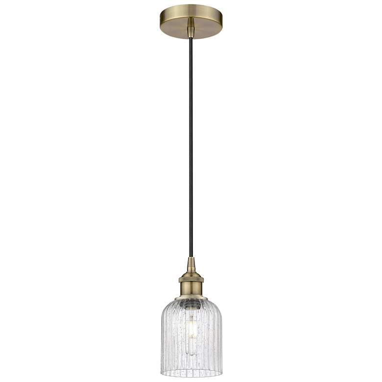 Image 1 Ballston Boreas 3" Stem Hung Mini Pendant Bronze w/ 8"H White Shade