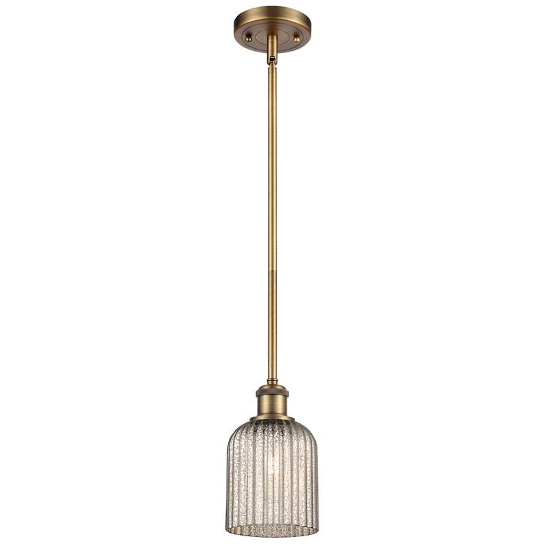 Image 1 Ballston Boreas 3" Stem Hung Mini Pendant Brushed Brass w/ 11"H Clear Shade
