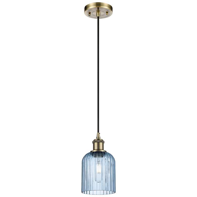 Image 1 Ballston Boreas 3" Stem Hung Mini Pendant Chrome w/ 11"H Striped White