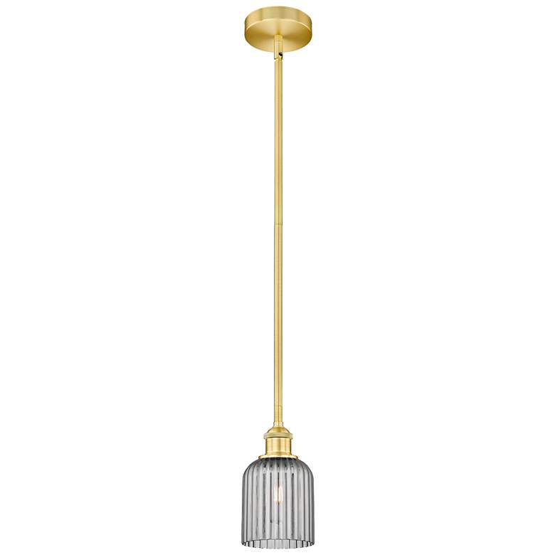 Image 1 Ballston Boreas 3" Stem Hung Mini Pendant Chrome w/ 8"H Deco Swirl Shade