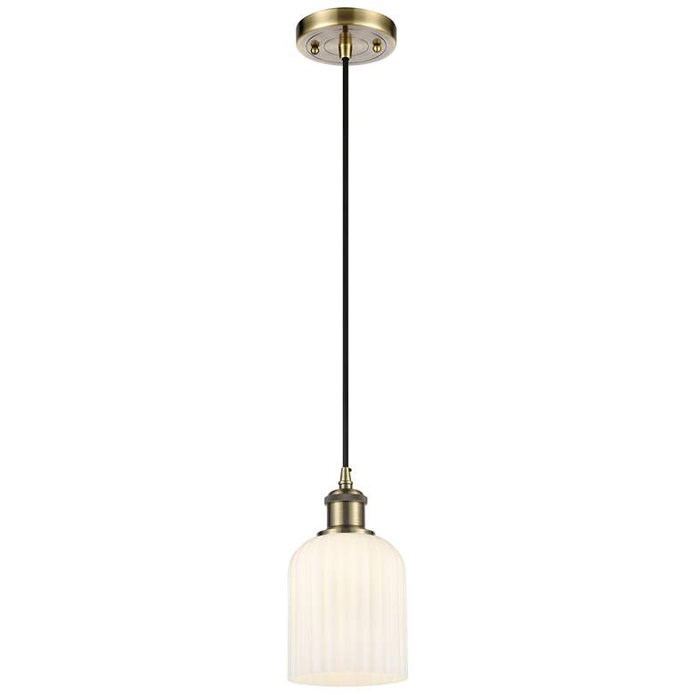 Image 1 Ballston Boreas 3" Stem Hung Mini Pendant Chrome w/ 8"H Striped Clear Shade