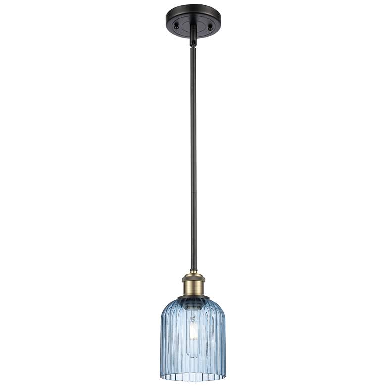 Image 1 Ballston Boreas 3" Stem Hung Mini Pendant Copper w/ 11"H Striped White