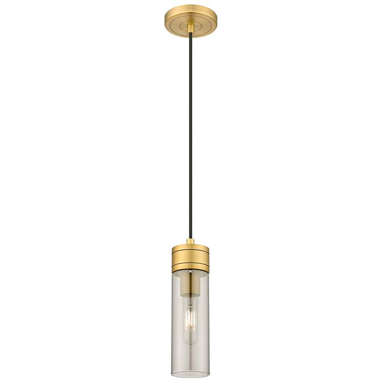 Image 1 Ballston Boreas 3" Stem Hung Mini Pendant Gold w/ 11"H Deco Swirl Shade