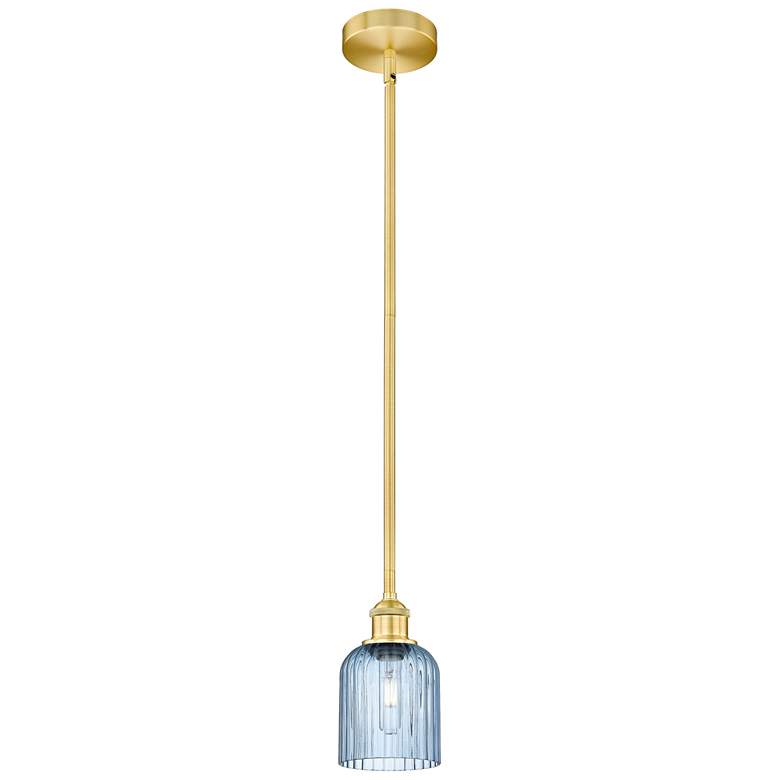 Image 1 Ballston Boreas 3" Stem Hung Mini Pendant Gold w/ 11"H Light Smoke Shade