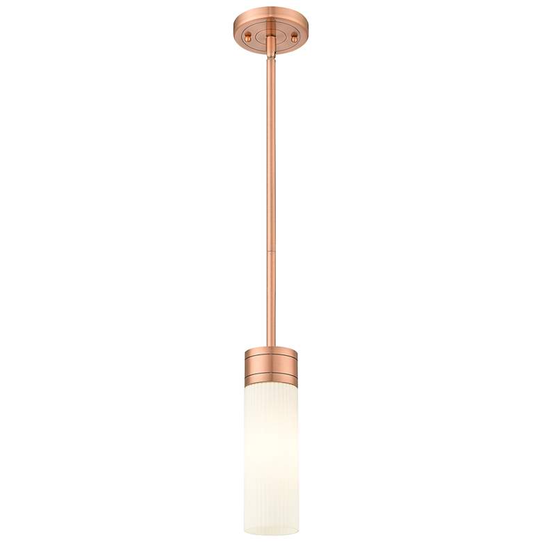 Image 1 Ballston Boreas 3" Stem Hung Mini Pendant Gold w/ 8"H Striped Clear Shade