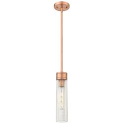 Ballston Boreas 3" Stem Hung Mini Pendant Gold w/ 8"H Striped White Shade