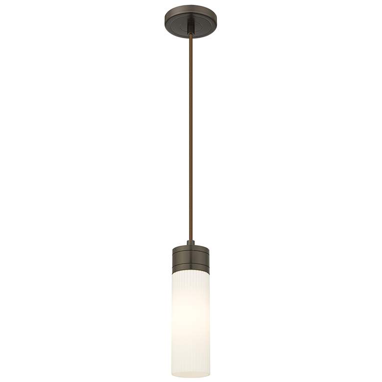Image 1 Ballston Boreas 3" Stem Hung Mini Pendant Matte Black w/ 11"H White Shade