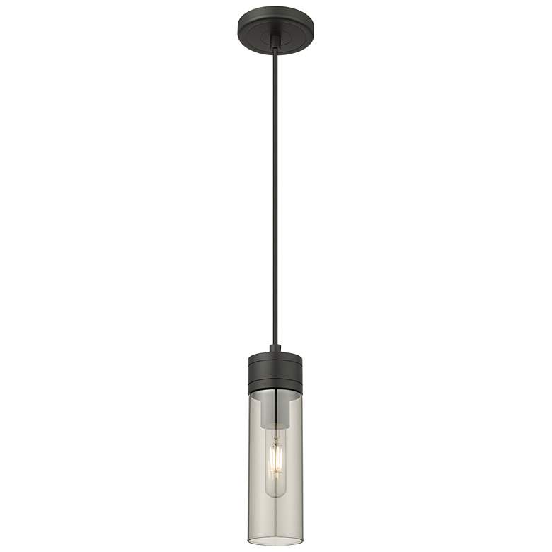 Image 1 Ballston Boreas 3" Stem Hung Mini Pendant Matte Black w/ 8"H White Shade