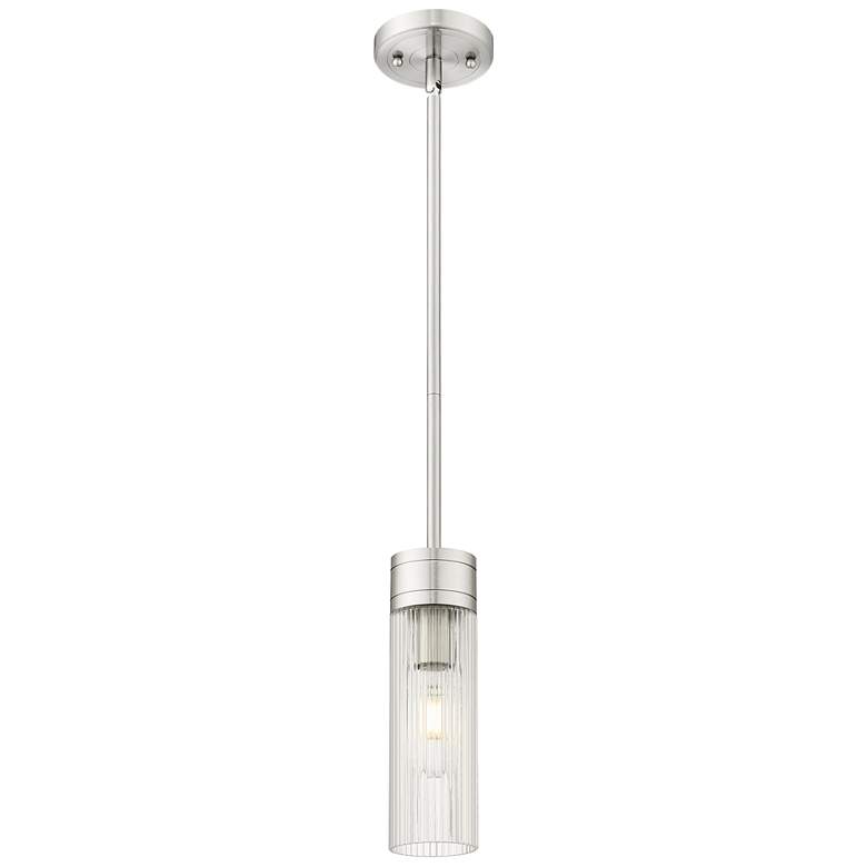 Image 1 Ballston Boreas 3" Stem Hung Mini Pendant Satin Gold w/ 11"H White Shade
