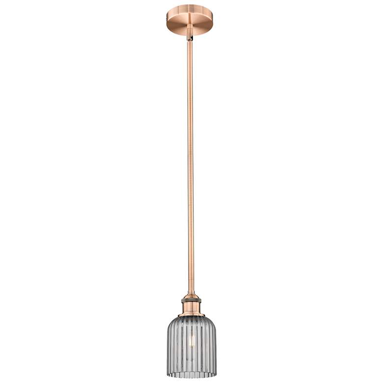 Image 1 Ballston Boreas 3" Stem Hung Mini Pendant Satin Gold w/ 8"H Seedy Shade