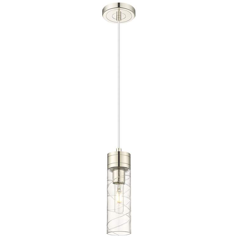 Image 1 Ballston Boreas 3" Stem Hung Mini Pendant Satin Nickel -11"H Striped Clear