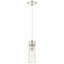 Ballston Boreas 3" Stem Hung Mini Pendant Satin Nickel -11"H Striped Clear
