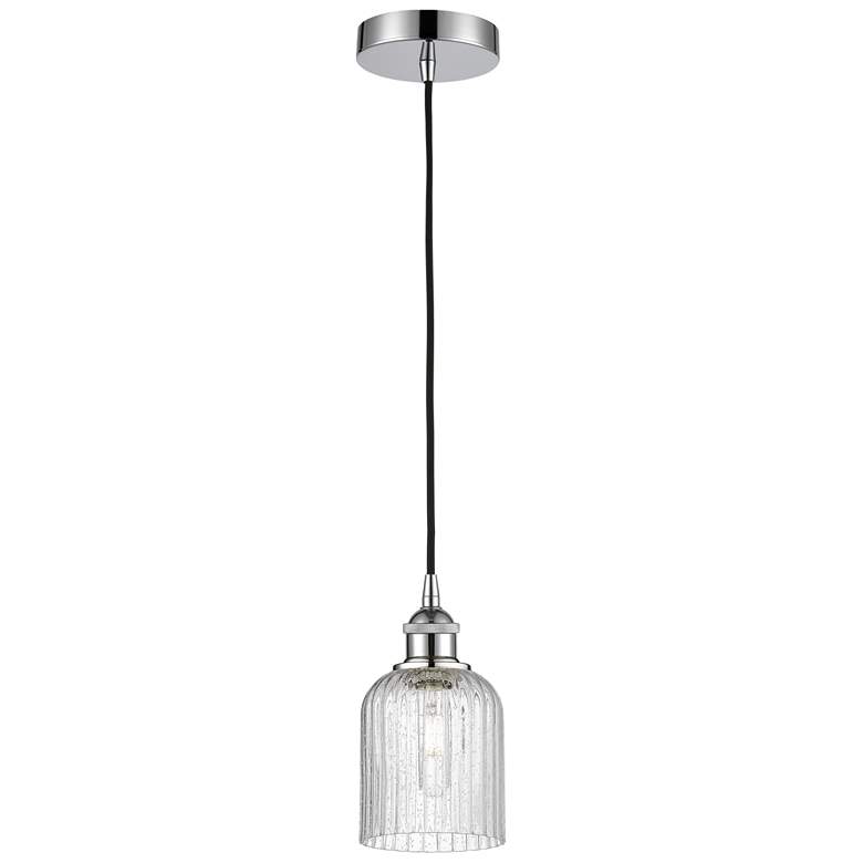 Image 1 Ballston Boreas 3" Stem Hung Mini Pendant Satin Nickel - 8"H Striped Clear
