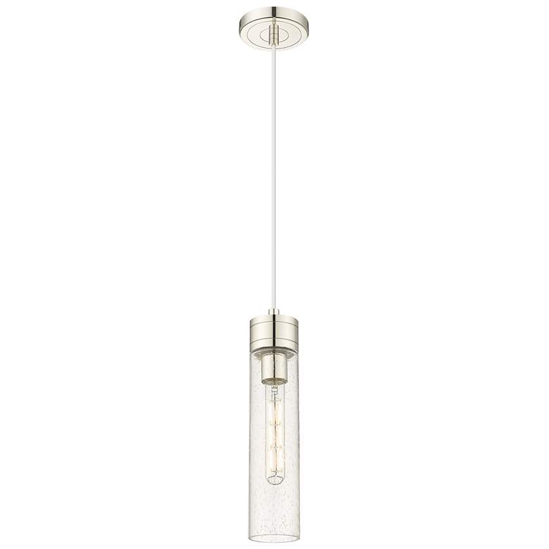 Image 1 Ballston Boreas 3" Stem Hung Mini Pendant Satin Nickel - 8"H Striped White