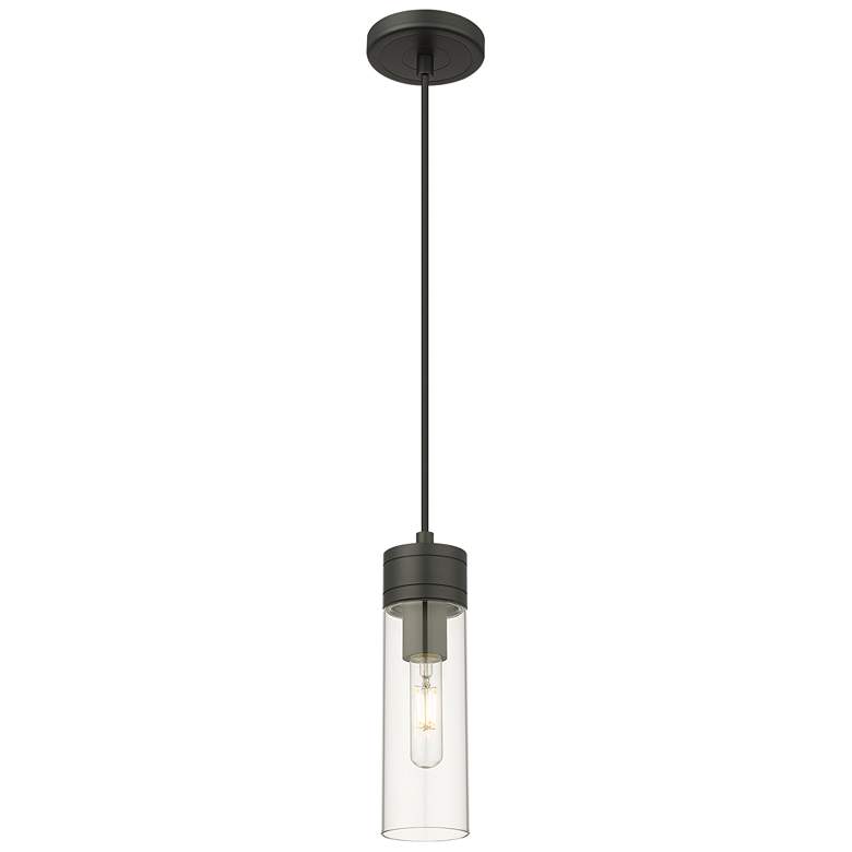 Image 1 Ballston Boreas 3" Stem Hung Mini Pendant Satin Nickel w/ 11"H Deco Swirl