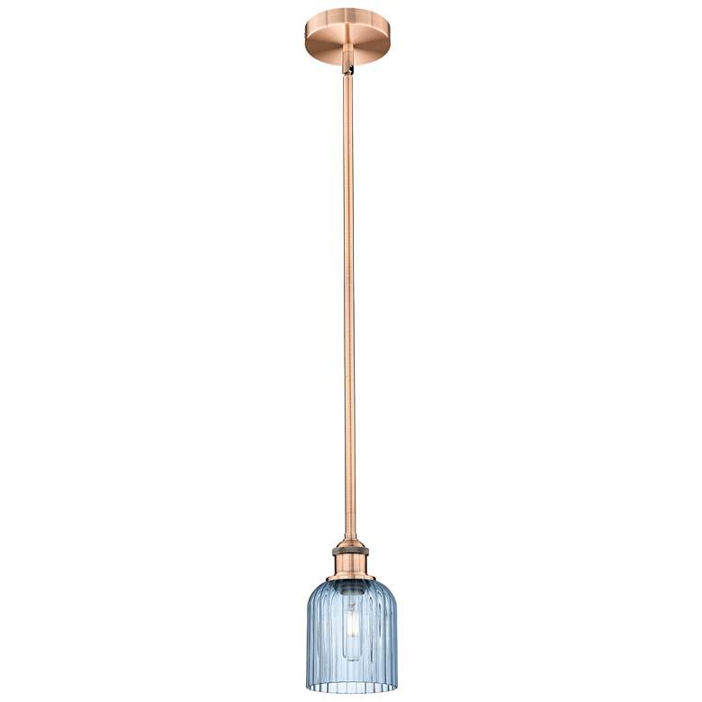 Image 1 Ballston Boreas 3" Stem Hung Mini Pendant Satin Nickel w/ 8"H Seedy Shade