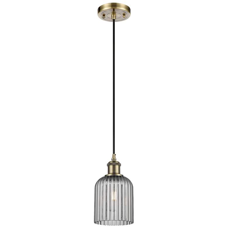 Image 1 Ballston Boreas 3" Stem Hung Mini Pendant Satin Nickel w/ 8"H White Shade