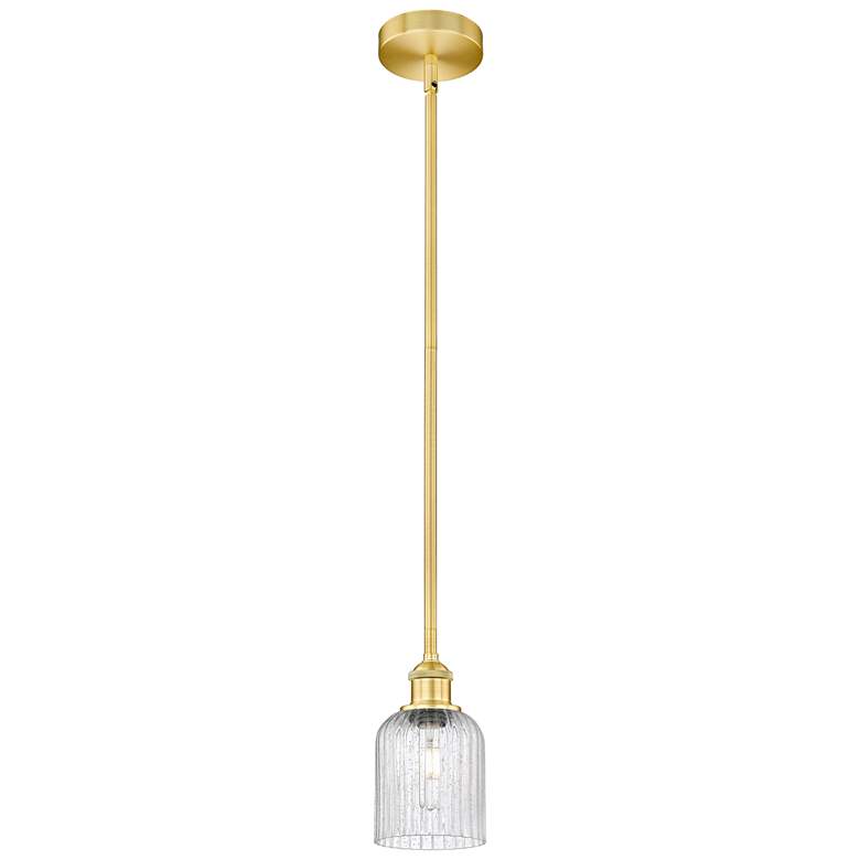 Image 1 Ballston Boreas 3" Stem Mini Pendant Polished Nickel -11"H Striped Clear