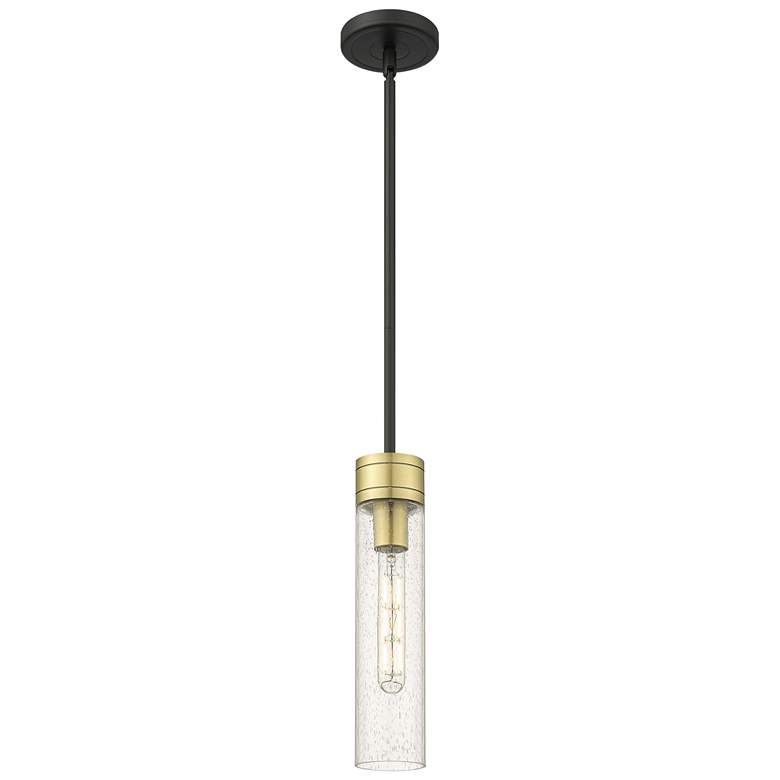 Image 1 Ballston Boreas 3" Stem Mini Pendant Polished Nickel - 11"H Striped White