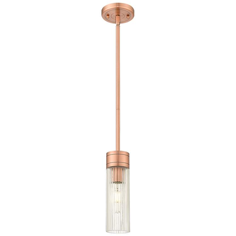 Image 1 Ballston Boreas 3" Stem Mini Pendant Polished Nickel - 8"H Striped Clear