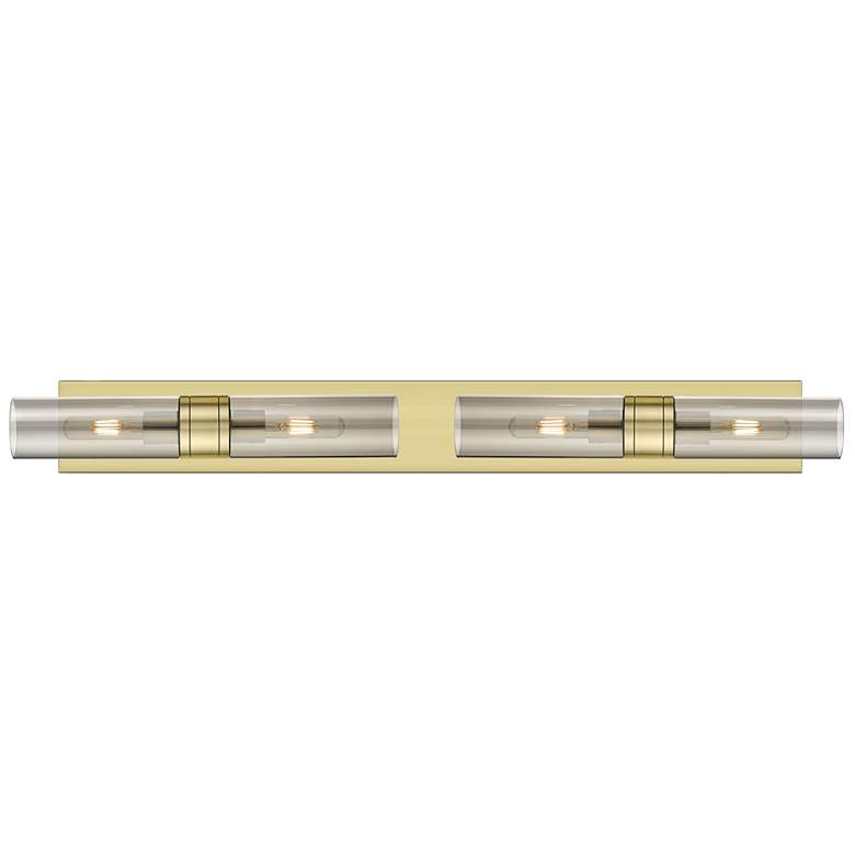Image 1 Ballston Boreas 4 Light 39" Bath Vanity Antique Brass Light Smoke Shade