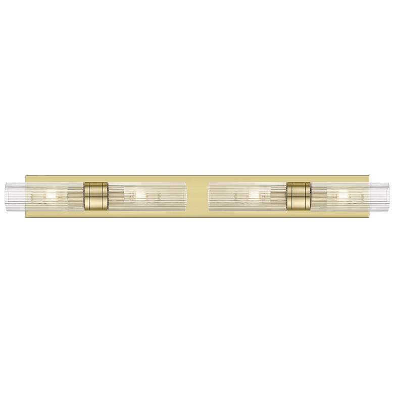 Image 1 Ballston Boreas 4 Light 39" Bath Vanity Antique Brass Striped Clear Shade