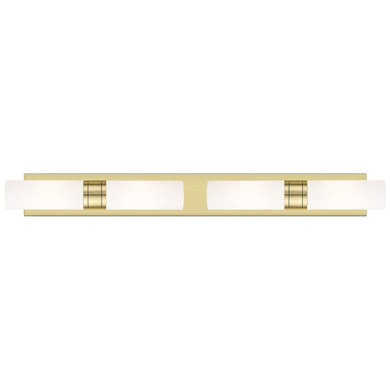 Image 1 Ballston Boreas 4 Light 39" Bath Vanity Antique Brass White Shade