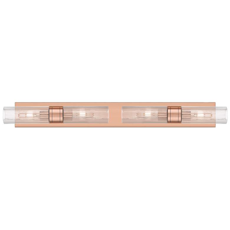 Image 1 Ballston Boreas 4 Light 39" Bath Vanity Antique Copper Striped Clear Shade