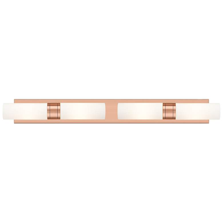 Image 1 Ballston Boreas 4 Light 39" Bath Vanity Antique Copper Striped White Shade