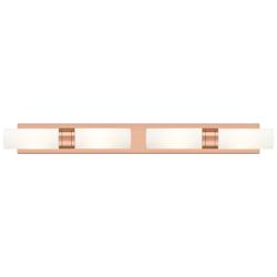 Ballston Boreas 4 Light 39" Bath Vanity Antique Copper Striped White Shade