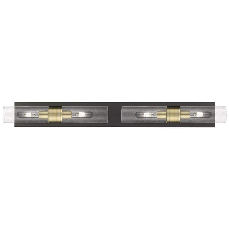 Image 1 Ballston Boreas 4 Light 39" Bath Vanity Black Antique Brass Seedy Shade