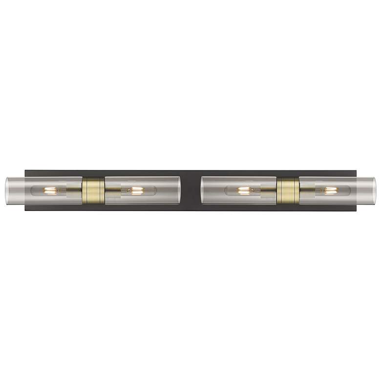 Image 1 Ballston Boreas 4 Light 39" Bath Vanity Black Brass Light Smoke Shade