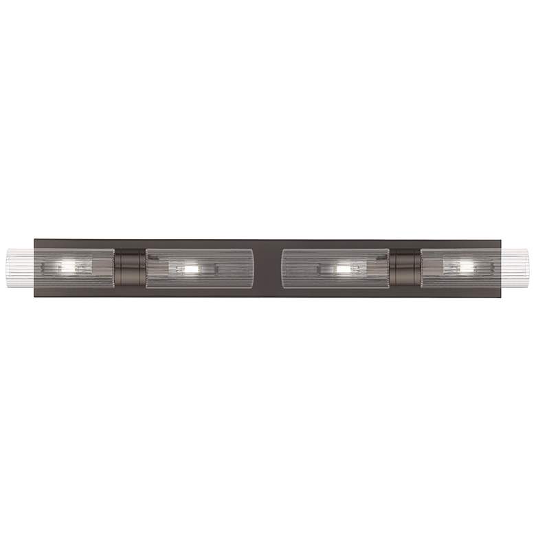 Image 1 Ballston Boreas 4 Light 39" Bath Vanity Bronze Striped Clear Shade