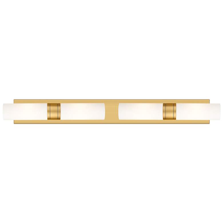 Image 1 Ballston Boreas 4 Light 39" Bath Vanity Brushed Brass White Shade