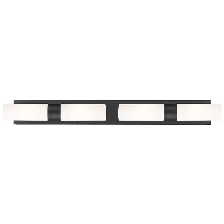 Image 1 Ballston Boreas 4 Light 39" Bath Vanity Matte Black White Shade
