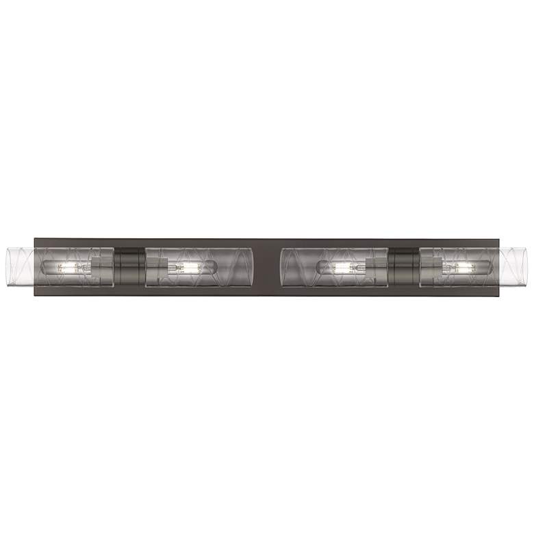 Image 1 Ballston Boreas 4 Light 39" Bath Vanity Oil Rubbed Bronze Deco Swirl Shade