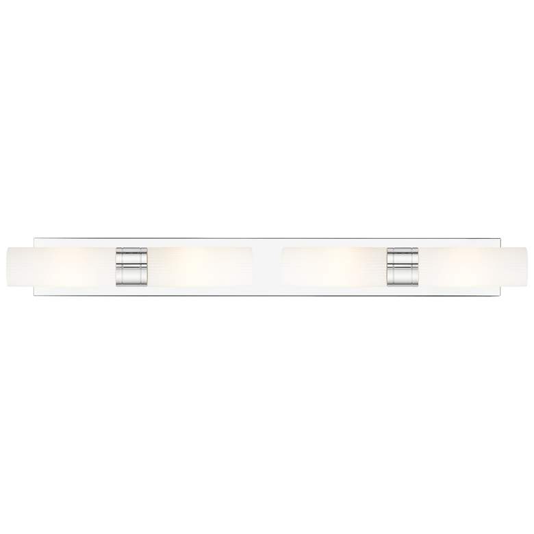 Image 1 Ballston Boreas 4 Light 39" Bath Vanity Polished Chrome Striped White Shade
