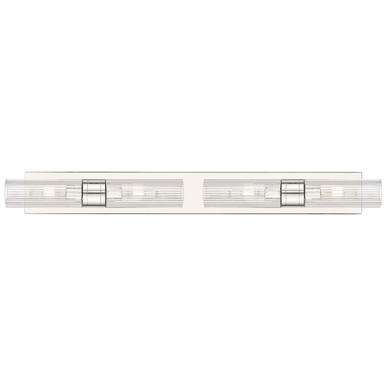 Image 1 Ballston Boreas 4 Light 39" Bath Vanity Polished Nickel Striped Clear Shade
