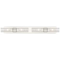 Ballston Boreas 4 Light 39" Bath Vanity Polished Nickel Striped Clear Shade