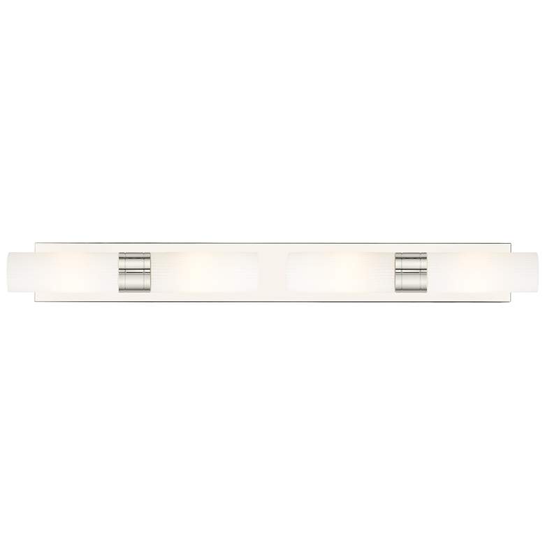 Image 1 Ballston Boreas 4 Light 39" Bath Vanity Polished Nickel Striped White Shade