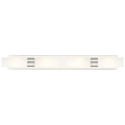 Ballston Boreas 4 Light 39" Bath Vanity Polished Nickel Striped White Shade