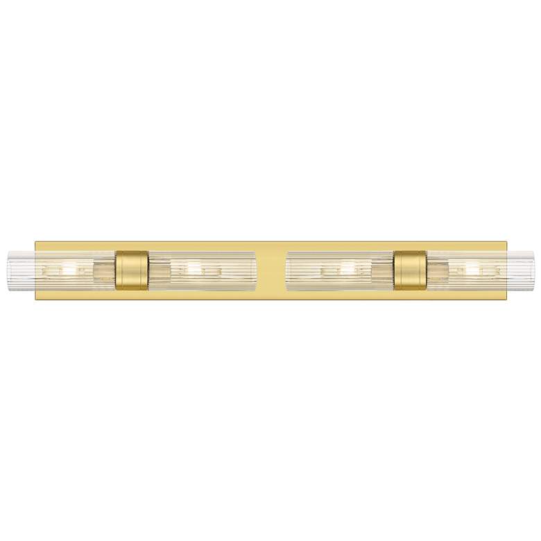 Image 1 Ballston Boreas 4 Light 39" Bath Vanity Satin Gold Striped Clear Shade