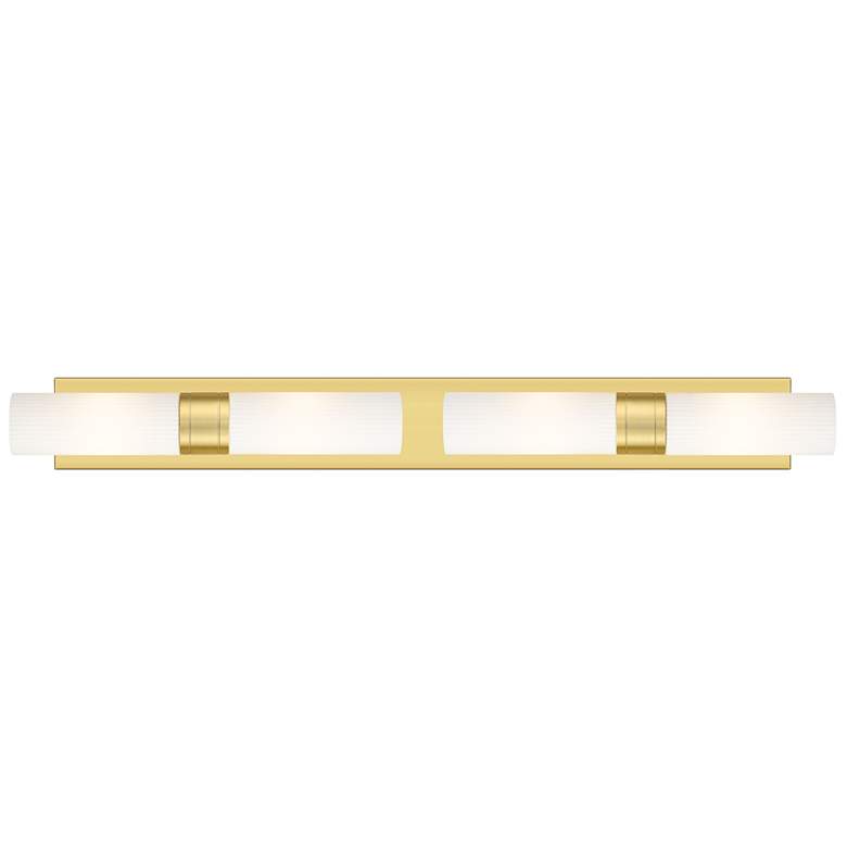 Image 1 Ballston Boreas 4 Light 39" Bath Vanity Satin Gold Striped White Shade