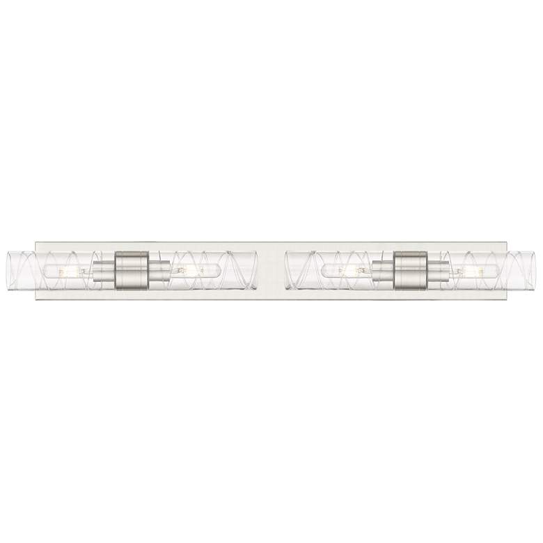 Image 1 Ballston Boreas 4 Light 39" Bath Vanity Satin Nickel Deco Swirl Shade