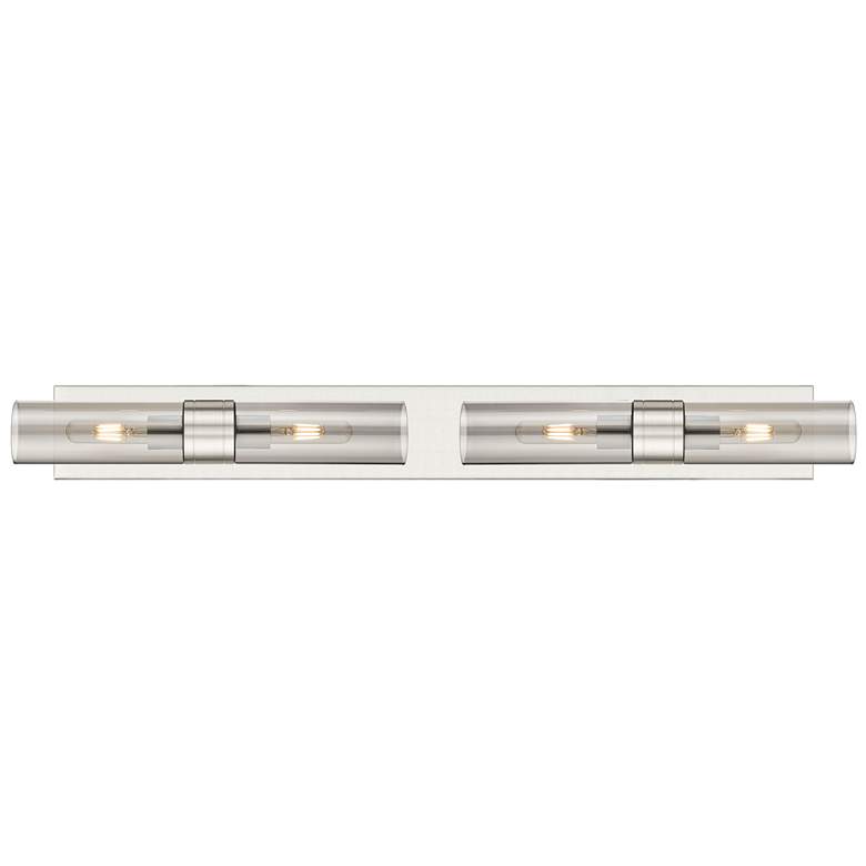 Image 1 Ballston Boreas 4 Light 39" Bath Vanity Satin Nickel Light Smoke Shade